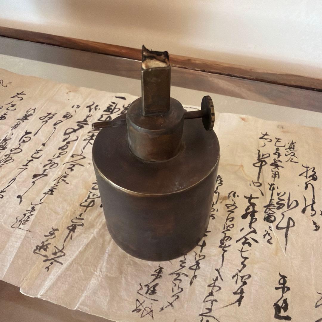 李朝　真鍮　オイルランプ
